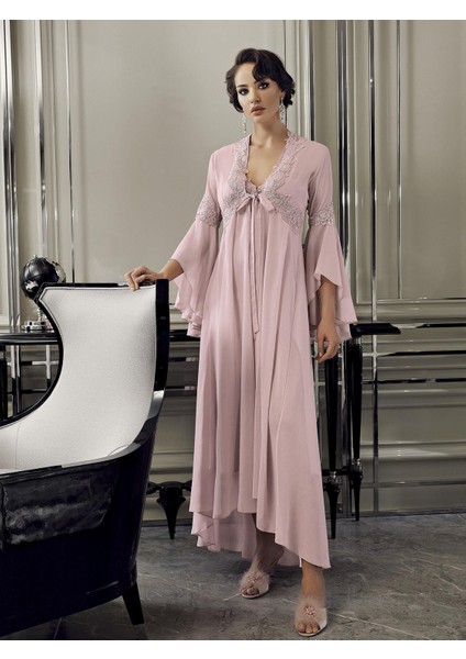 Kadın Uzun 6'lı Gecelik Saten Takımı 9500