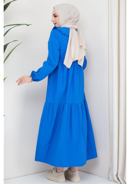Bebe Yaka Tesettür Elbise Indigo indirimleri
