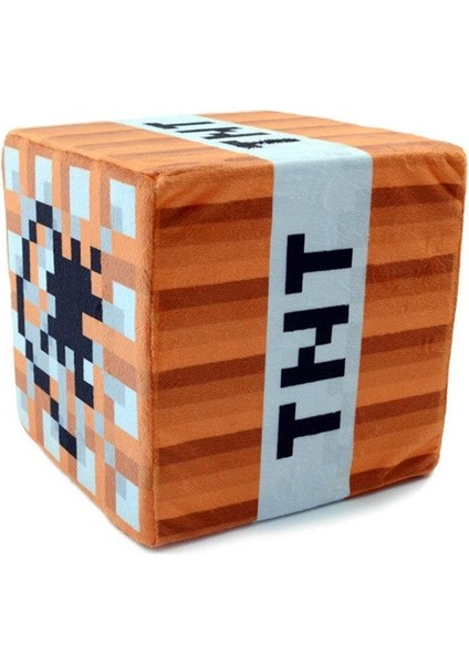 Minecraft Tnt Küp Yastık Dekoratif Minder Peluş Oyuncak 30 cm