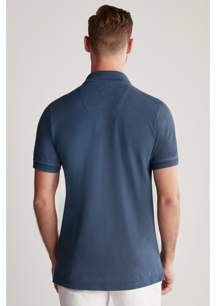 Vintage Görünümlü Lacivert Polo Yaka T-Shirt indirimleri