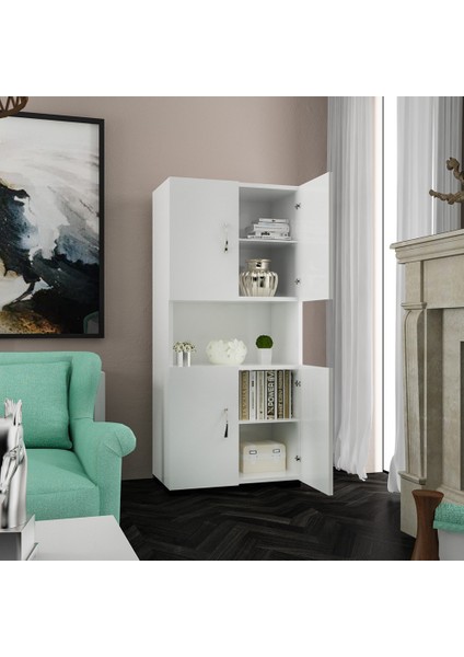 Mutfak Dolabı Minifırın Mikrodalga Dolabı 4 Kapaklı Çok Amaçlı Banyo Dolabı Ofis Dolabı