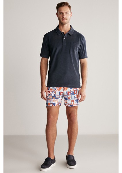 Lacivert Havlu Kumaş Polo Yaka T-Shirt fiyatları