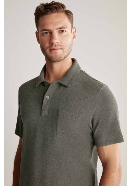 Haki Havlu Kumaş Polo Yaka T-Shirt