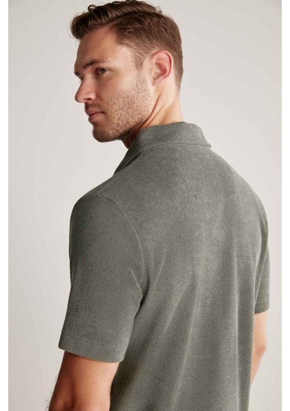 Haki Havlu Kumaş Polo Yaka T-Shirt