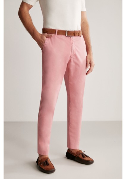 Pembe Yazlık Chino Pantolon