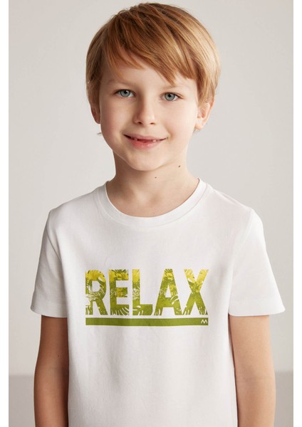 Baskılı Pima Pamuk Beyaz Çocuk T-Shirt