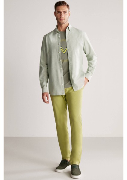 Logolu Pima Pamuk Haki T-Shirt indirimleri