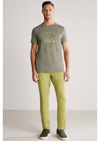 Logolu Pima Pamuk Haki T-Shirt fiyatları