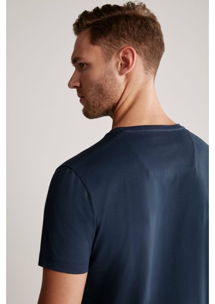 Logolu Pima Pamuk Lacivert T-Shirt indirimleri