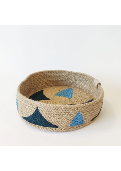Tunus Organik Jüt El Sarması Çok Amaçlı Naturel Sepet 20X6 cm