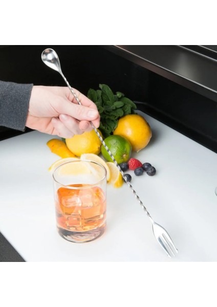 Bar Kaşık ve Çatalı Kokteyl Karıştırıcı Bar Kaşığı 30 cm Kokteyl Karıştırıcı Burgulu Bar Ekipman modelleri