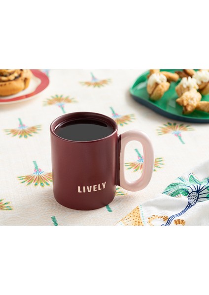 Lively New Bone China Kupa 350 ml Bordo