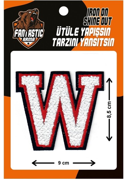 Ütü Ile Yapışan Dokuma Peluş, Kolej, Punch, Harf, Beyaz, W Arma Modeli