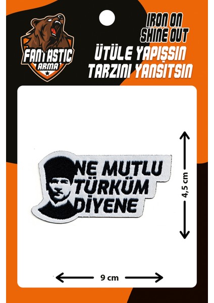 Ütü Ile Yapışan Dokuma Arma Atatürk, Ne Mutlu Türküm Diyene, Atatürk Portre Modeli