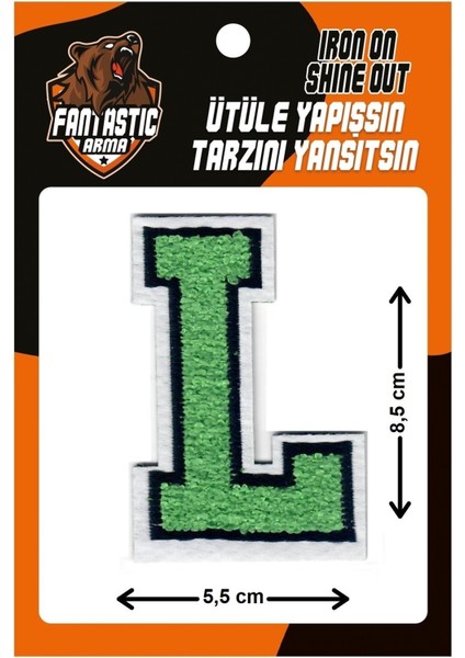 Ütü Ile Yapışan Dokuma Peluş, Kolej, Punch, Harf, Yeşil, L Arma Modeli