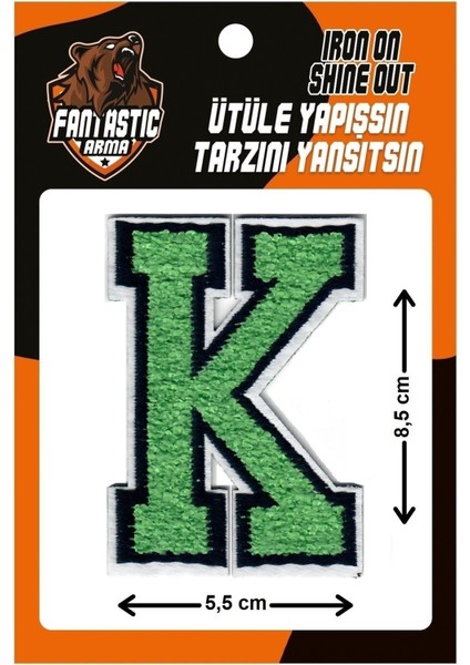 Ütü Ile Yapışan Dokuma Peluş, Kolej, Punch, Harf, Yeşil, K Arma Modeli
