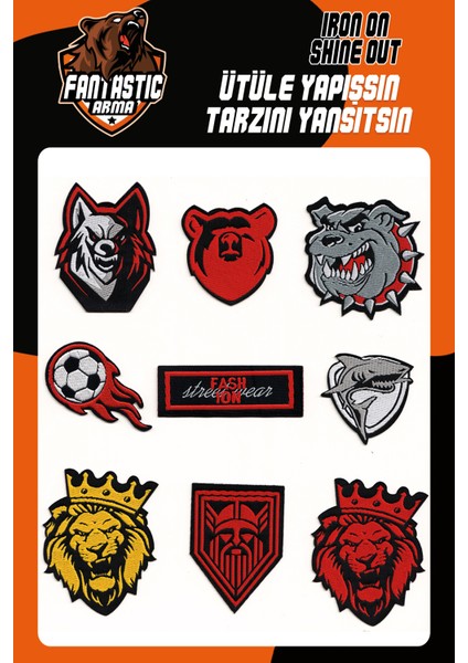 Ütü Ile Yapışan Dokuma Arma Seti Patch Yama Aslan, Kurt, Futbol Topu Modeli