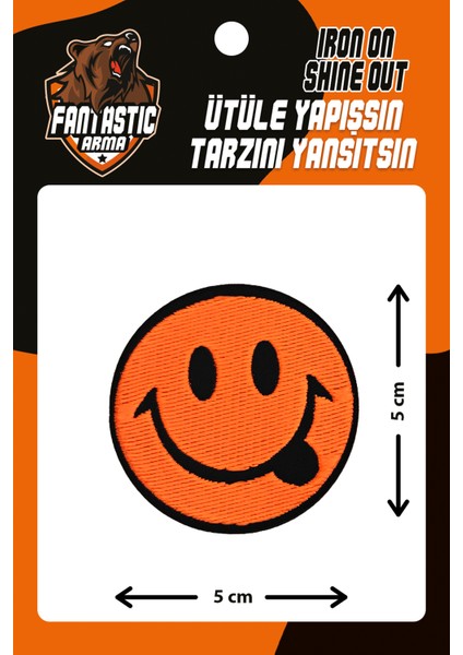 Ütü Ile Yapışan Dokuma Arma Patch, Fosforlu Turuncu Emoji