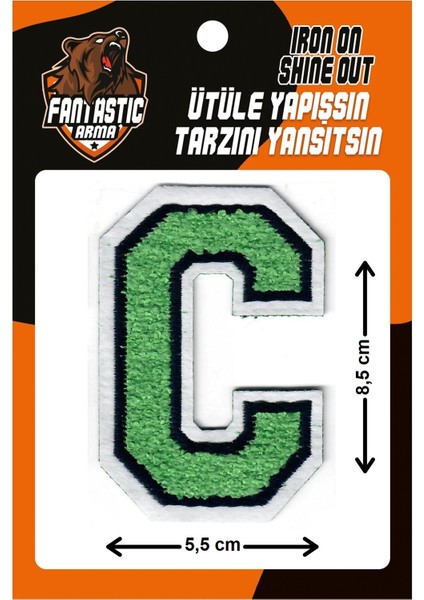 Ütü Ile Yapışan Dokuma Peluş, Kolej, Punch, Harf, Yeşil, C Arma Modeli