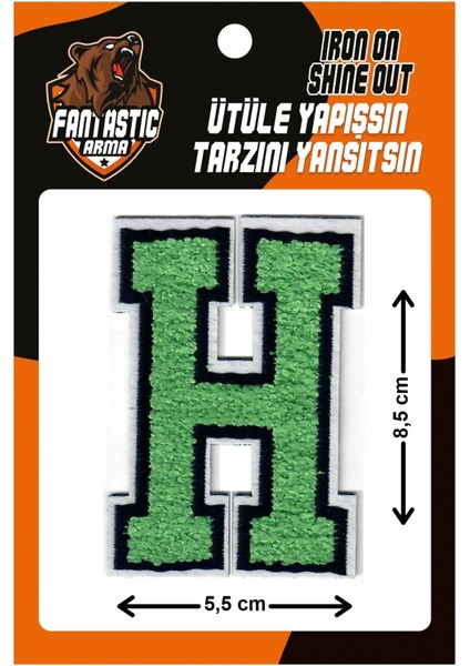 Ütü Ile Yapışan Dokuma Peluş, Kolej, Punch, Harf, Yeşil, H Arma Modeli