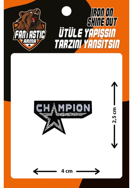 Ütü Ile Yapışan Dokuma Arma Patch, Champıon, Şampiyon
