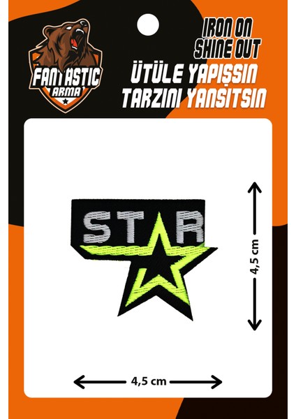 Star Dokuma Arma Patch Ütüyle Yapışan Polyester Malzeme 100% 30°C Yıkamaya Uygun