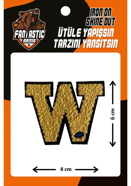 Ütü Ile Yapışan Dokuma Peluş,kolej,punch Arma Harf, Sarı W Modeli