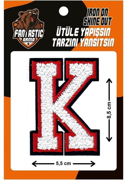 Ütü Ile Yapışan Dokuma Peluş, Kolej, Punch, Harf, Beyaz, K Arma Modeli