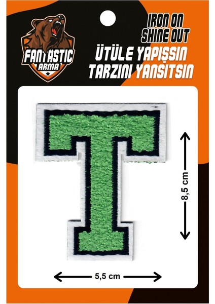 Ütü Ile Yapışan Dokuma Peluş, Kolej, Punch, Harf, Yeşil, T Arma Modeli