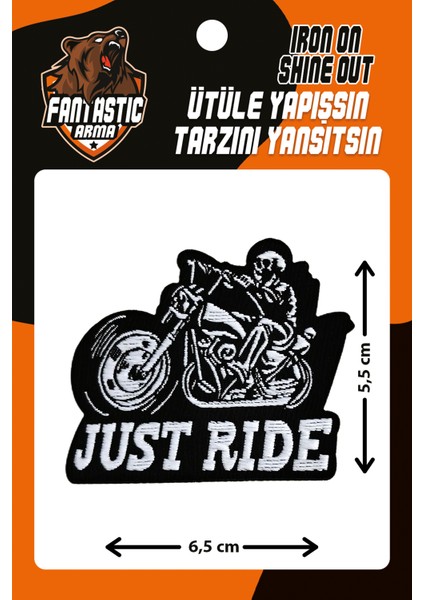 Ütü Ile Yapışan Dokuma Arma Patch, Just Rıde/motorcu/motosiklet