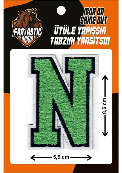 Ütü Ile Yapışan Dokuma Peluş, Kolej, Punch, Harf, Yeşil, N Arma Modeli