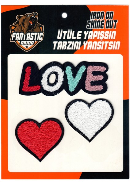 Ütü Ile Yapışan Dokuma Peluş, Kolej, Punch, Love Set, 3'lü Arma Modeli