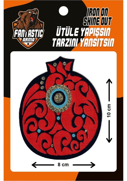 Ütü Ile Yapışan Dokuma Arma, Ev Tekstili, Kırmızı, Nar Modeli