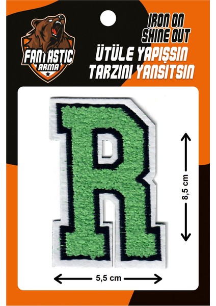 Ütü Ile Yapışan Dokuma Peluş, Kolej, Punch, Harf, Yeşil, R Arma Modeli