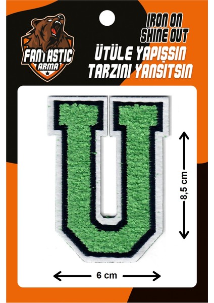 Ütü Ile Yapışan Dokuma Peluş, Kolej, Punch, Harf, Yeşil, U Arma Modeli