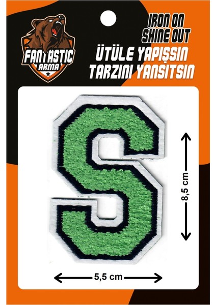 Ütü Ile Yapışan Dokuma Peluş, Kolej, Punch, Harf, Yeşil, S Arma Modeli