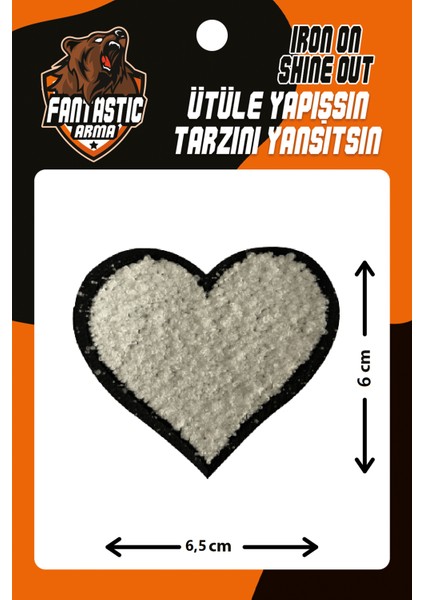 Ütü Ile Yapışan Dokuma Peluş,kolej,punch Arma Heart, Beyaz Kalp Modeli