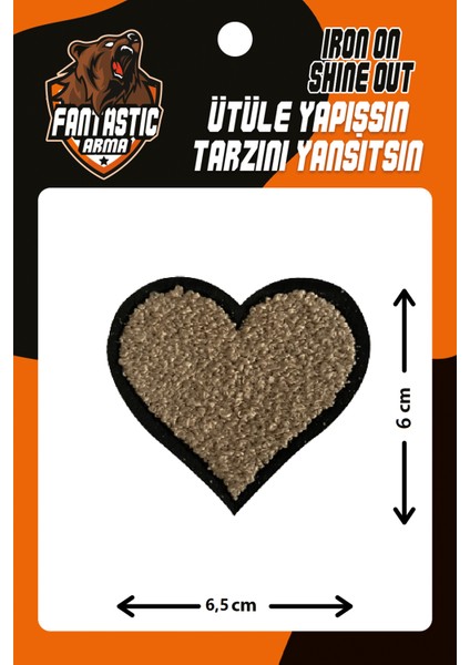 Ütü Ile Yapışan Dokuma Peluş,kolej,punch Arma Heart, Krem Kalp Modeli