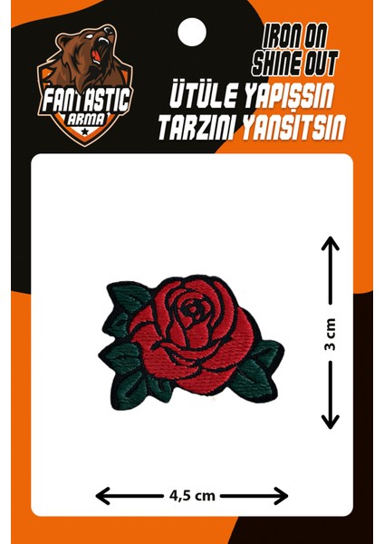 Ütü Ile Yapışan Dokuma Arma Patch, Kırmızı Gül
