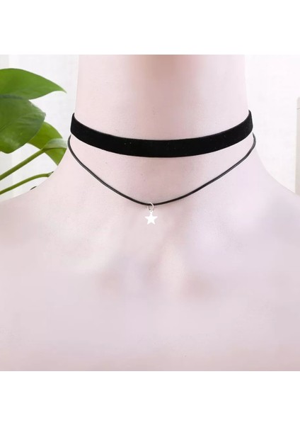 Yıldız Detaylı Ikili Boyun Kolye Kadın Choker, Kadın Kolye