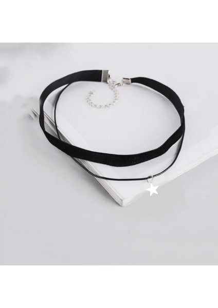 Yıldız Detaylı Ikili Boyun Kolye Kadın Choker, Kadın Kolye