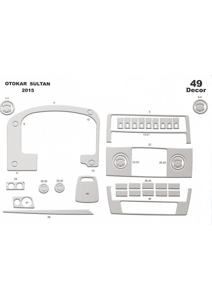 Meriç® Otokar Sultan Ön Torpido Kaplama Maun 49 Parça 2015-›
