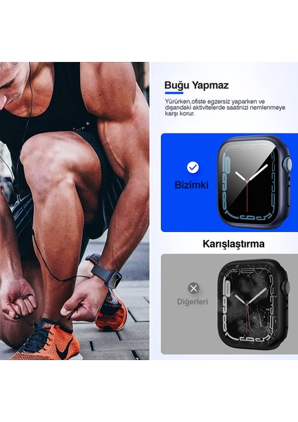 Apple Watch Uyumlu 38MM 40MM 41MM 42MM 44MM 45MM 49MM 1/2/3/4/5/6/se/7/8/ultra Suya Dayanıklı 360 Kasa ve Ekran Koruyucu modelleri