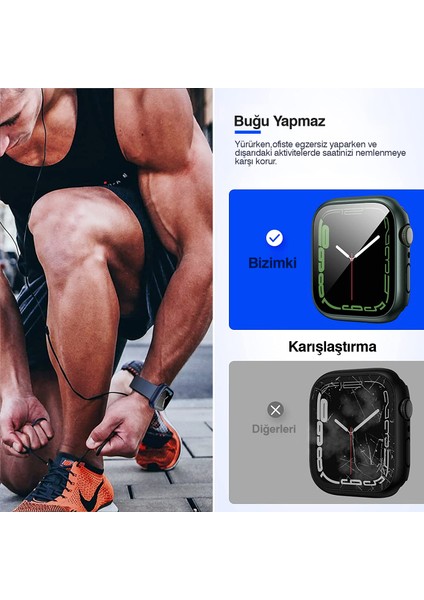Apple Watch Uyumlu 38MM 40MM 41MM 42MM 44MM 45MM 49MM 1/2/3/4/5/6/se/7/8/ultra Suya Dayanıklı 360 Kasa ve Ekran Koruyucu modelleri
