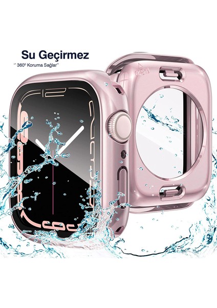 Apple Watch Uyumlu 38MM 40MM 41MM 42MM 44MM 45MM 49MM 1/2/3/4/5/6/se/7/8/ultra Suya Dayanıklı 360 Kasa ve Ekran Koruyucu
