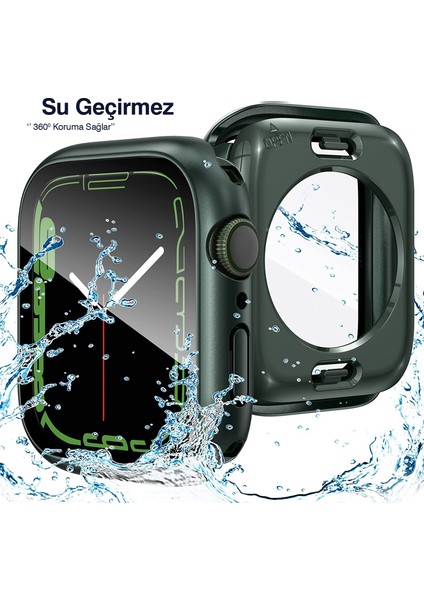 Apple Watch Uyumlu 38MM 40MM 41MM 42MM 44MM 45MM 49MM 1/2/3/4/5/6/se/7/8/ultra Suya Dayanıklı 360 Kasa ve Ekran Koruyucu