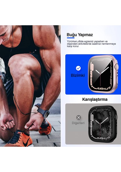 Kip GSM Apple Watch Uyumlu 38MM 40MM 41MM 42MM 44MM 45MM 49MM 1/2/3/4/5/6/se/7/8/ultra Suya Dayanıklı 360  Kasa ve Ekran Koruyucu