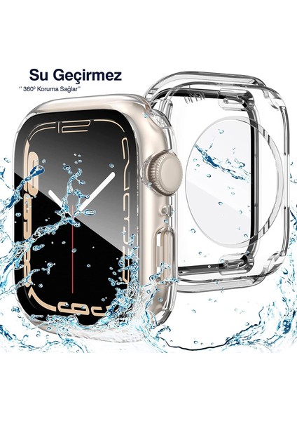 Apple Watch Uyumlu 38MM 40MM 41MM 42MM 44MM 45MM 49MM 1/2/3/4/5/6/se/7/8/ultra Suya Dayanıklı 360 Kasa ve Ekran Koruyucu