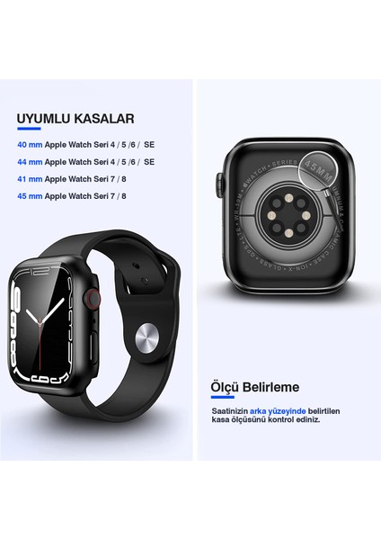 Apple Watch Uyumlu 38MM 40MM 41MM 42MM 44MM 45MM 49MM 1/2/3/4/5/6/se/7/8/ultra Suya Dayanıklı 360 Kasa ve Ekran Koruyucu indirimleri