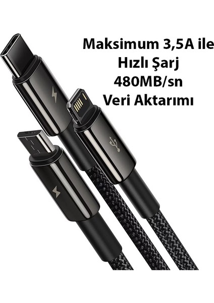 Tungsten Gold 3.5A 3 In 1 Hızlı Şarj Kablosu 1.5 Metre fırsatları